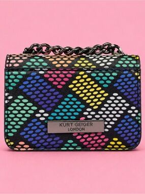Kurt Geiger Rainbow Pattern Leather Crossbody with Snake Clasp